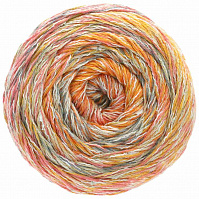 Gomitolo Summer Tweed (002, Оранжевый / лососевый / желтая кукуруза / малиновый / натуральный / серо - голубой)